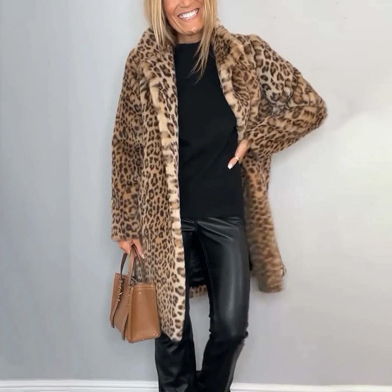 Séverine™ — Veste mi-longue léopard élégante